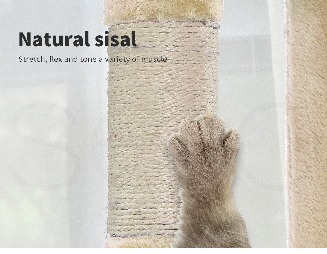 Pawz Cat Tree Scratching Post Scratcher Tower Condo House Furniture Cream 210Cm