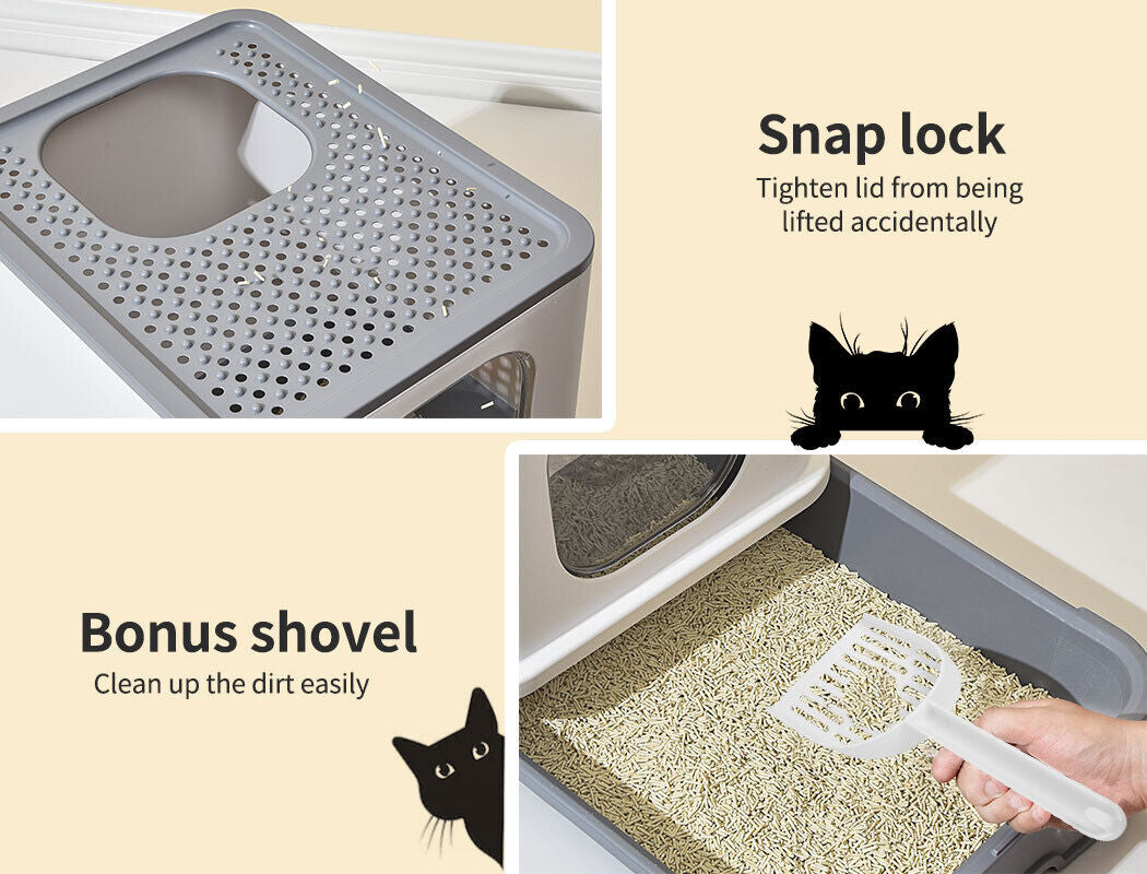 Fully Enclosed Cat Litter Box 