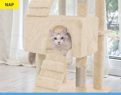 Pawz Cat Tree Scratching Post Scratcher Tower Condo House Furniture Cream 210Cm
