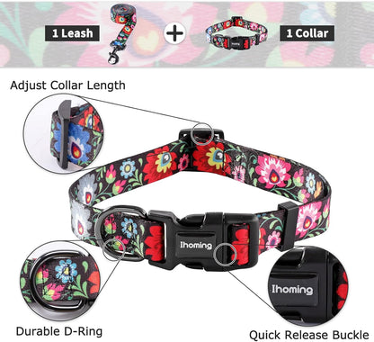 Dog Collar and Leash Set Combo Safety Set for Daily Outdoor Walking Running Training Small Medium Large Dog Cats