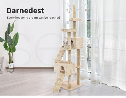Pawz Cat Tree Scratching Post Scratcher Tower Condo House Furniture Cream 210Cm
