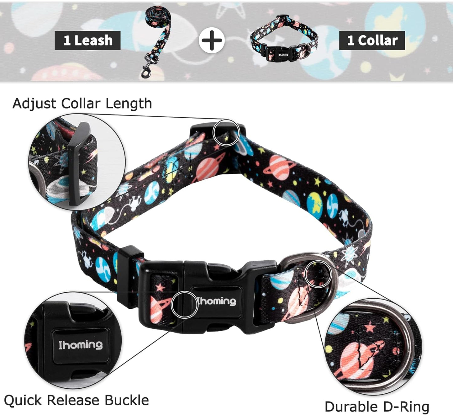 Dog Collar and Leash Set Combo Safety Set for Daily Outdoor Walking Running Training Small Medium Large Dog Cats
