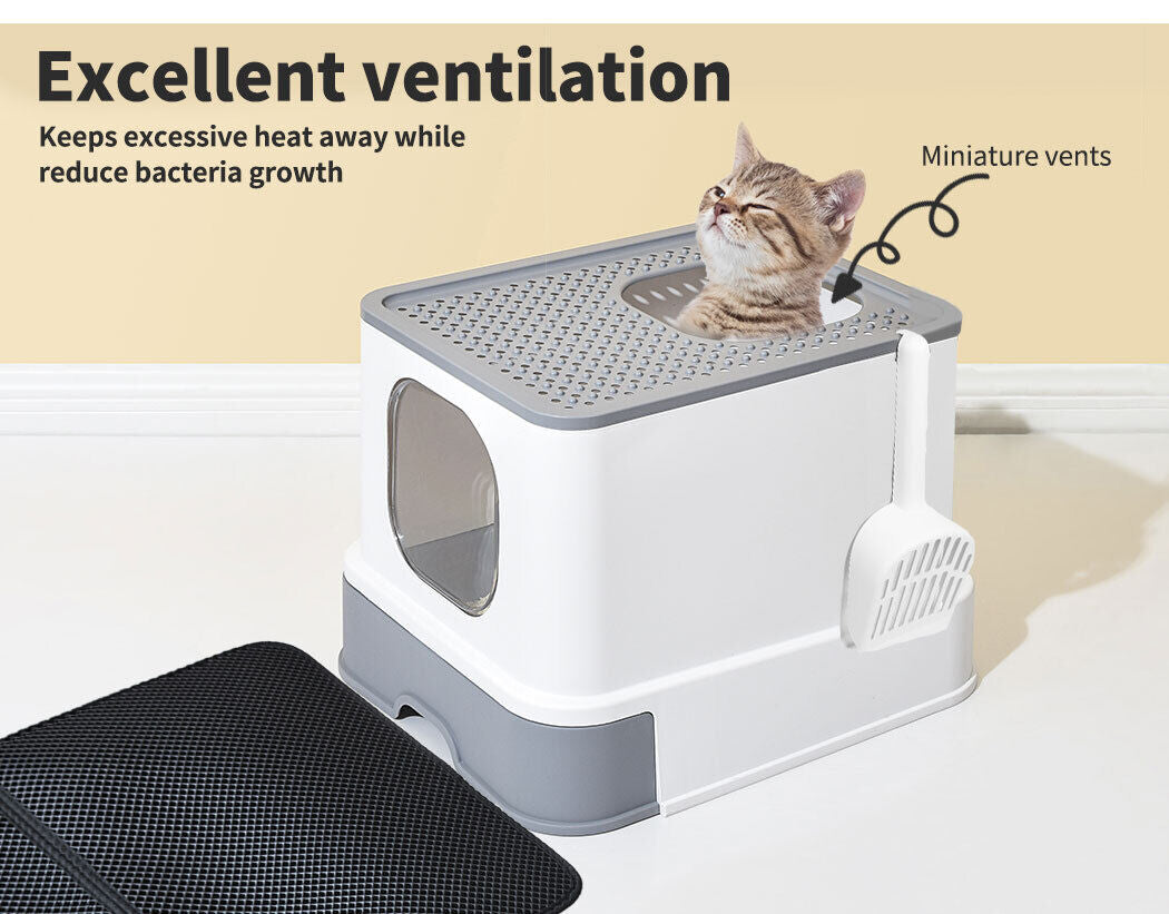 Fully Enclosed Cat Litter Box 
