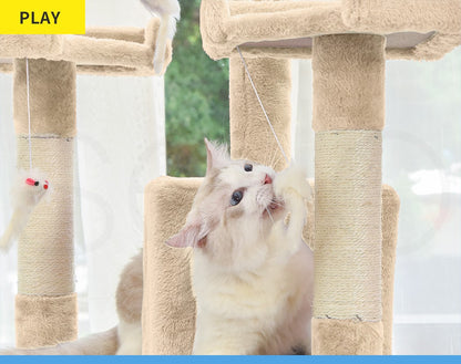 Pawz Cat Tree Scratching Post Scratcher Tower Condo House Furniture Cream 210Cm
