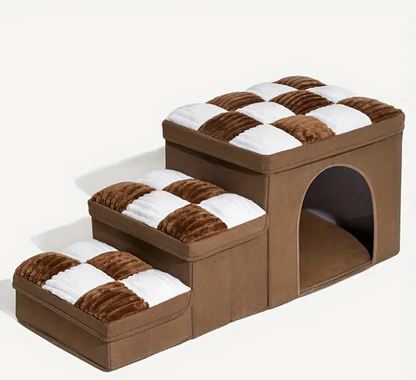 Chessboard Plaid Handcrafted Dog Stairs – Foldable, Functional & Fabulous