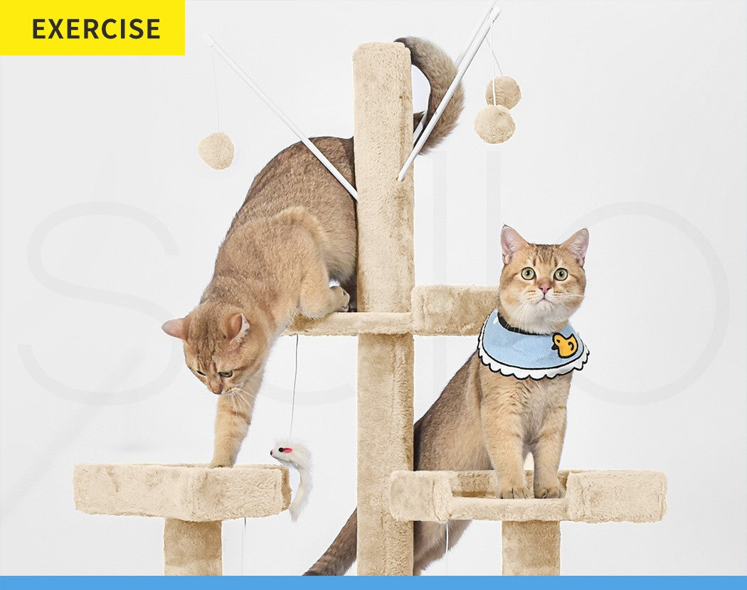 Pawz Cat Tree Scratching Post Scratcher Tower Condo House Furniture Cream 210Cm