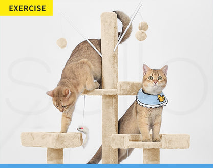Pawz Cat Tree Scratching Post Scratcher Tower Condo House Furniture Cream 210Cm