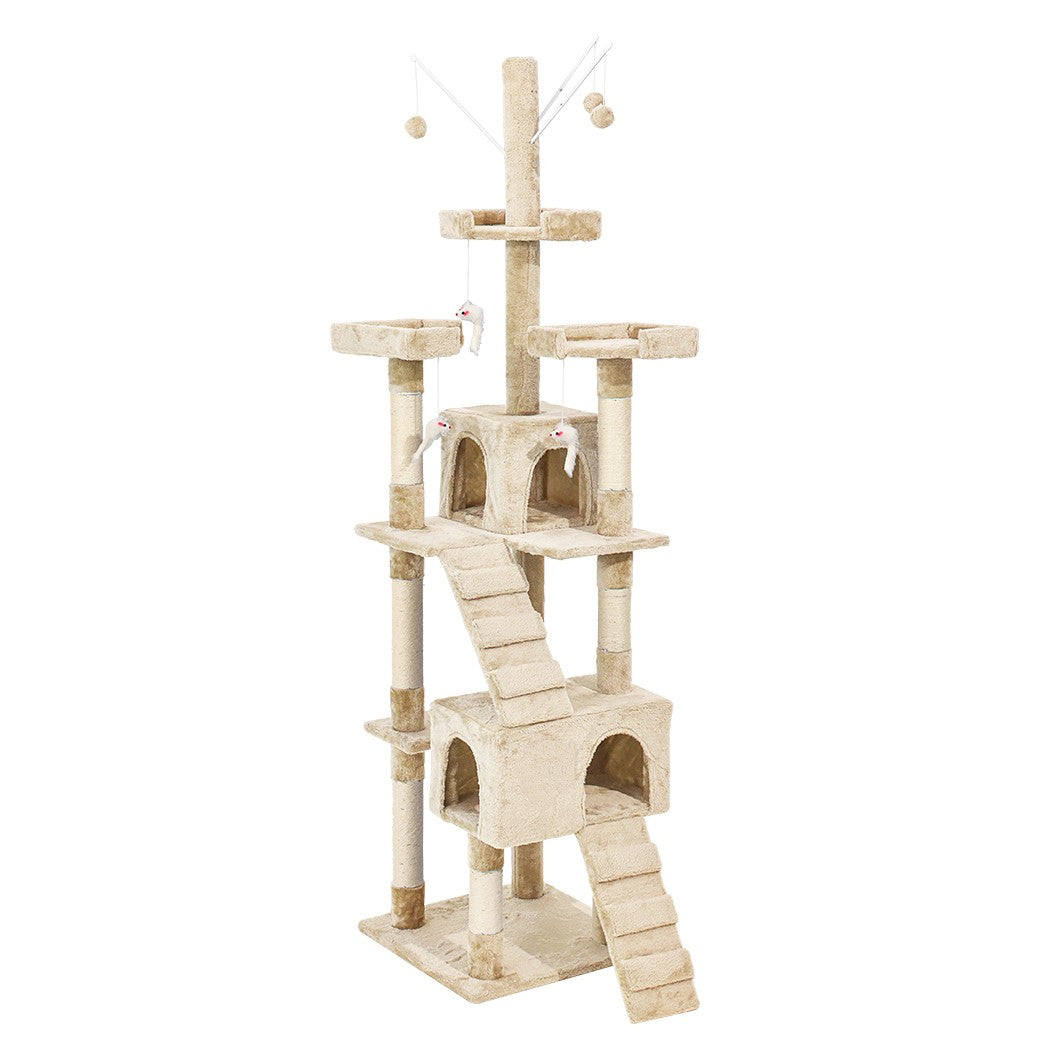 Pawz Cat Tree Scratching Post Scratcher Tower Condo House Furniture Cream 210Cm