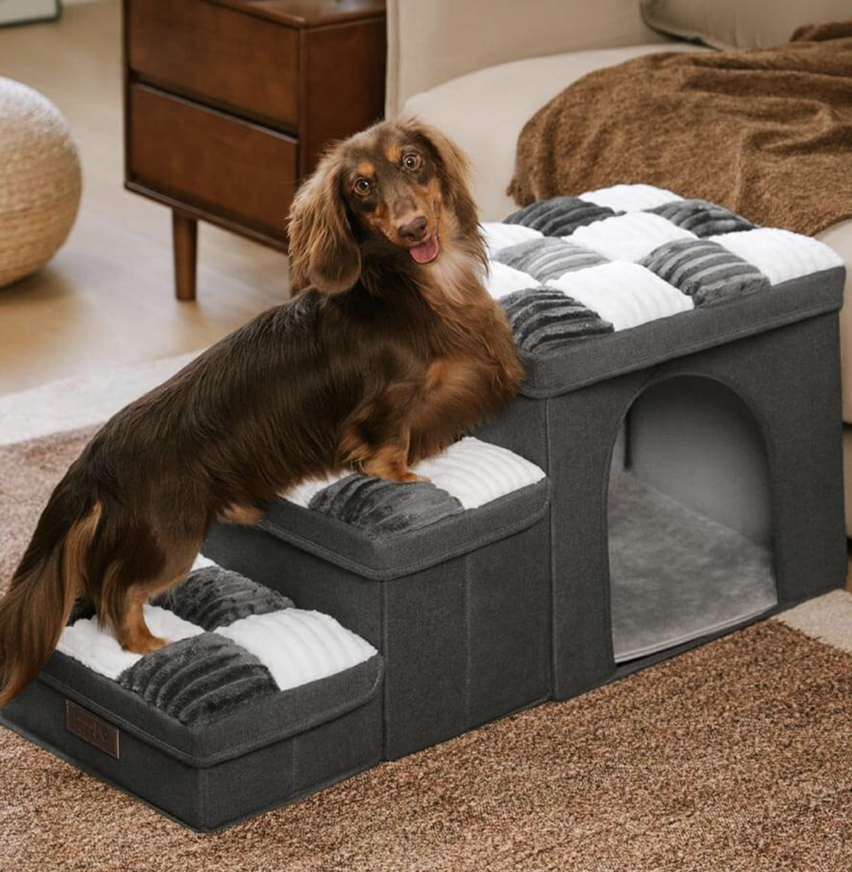 Chessboard Plaid Handcrafted Dog Stairs – Foldable, Functional & Fabulous