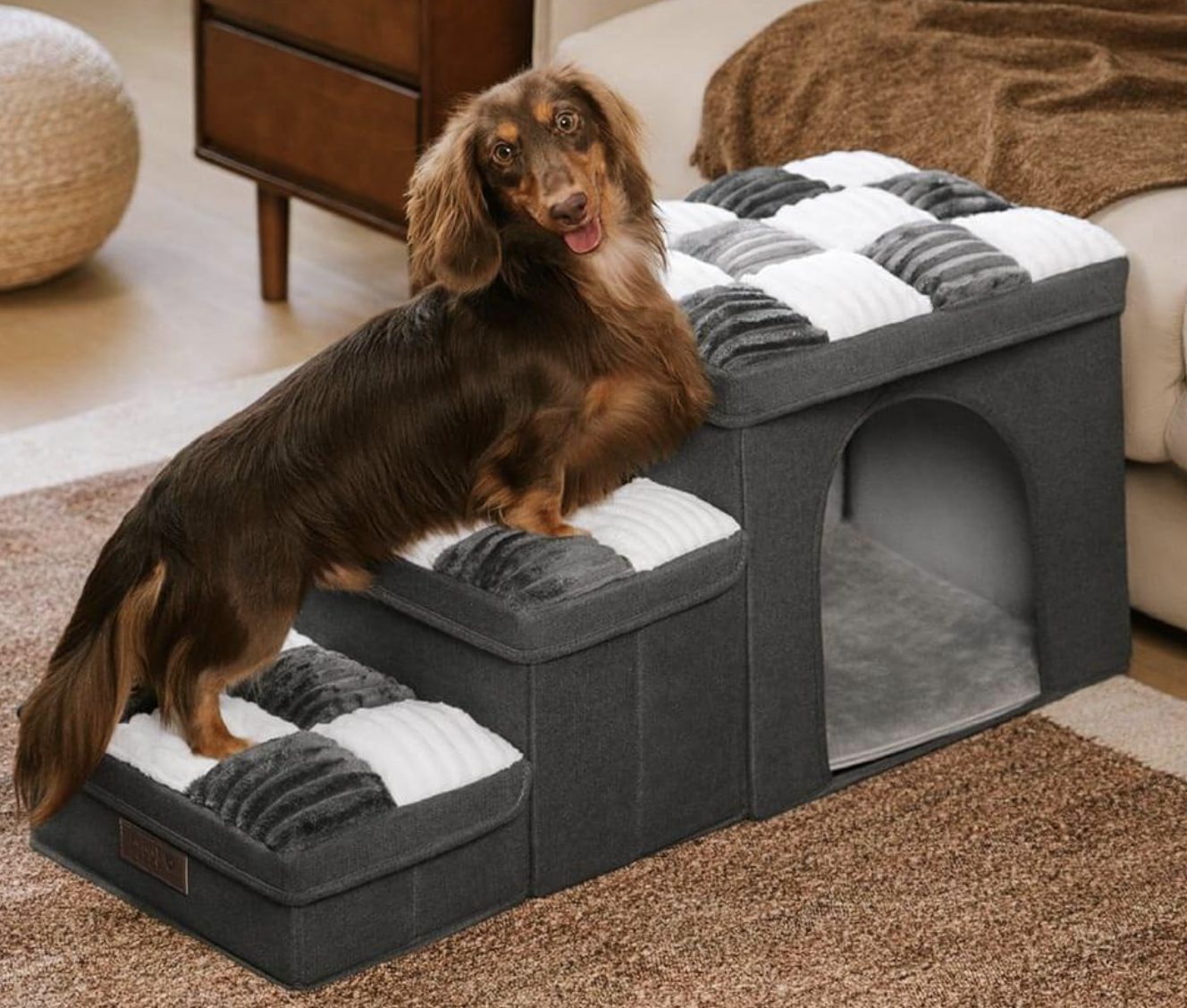 Chessboard Plaid Handcrafted Dog Stairs – Foldable, Functional & Fabulous
