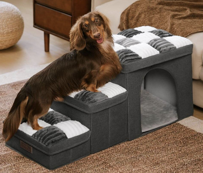 Chessboard Plaid Handcrafted Dog Stairs – Foldable, Functional & Fabulous